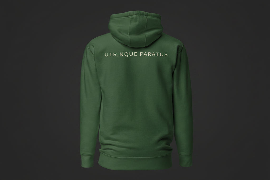 Forest Green Hoodie Back – Dark Background