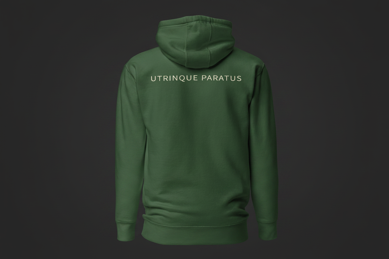 Forest Green Hoodie Back – Dark Background