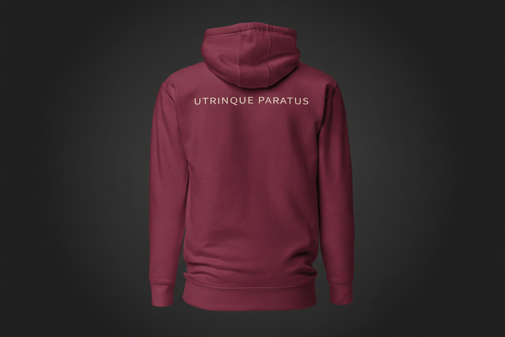 Maroon Hoodie Back – Dark Background