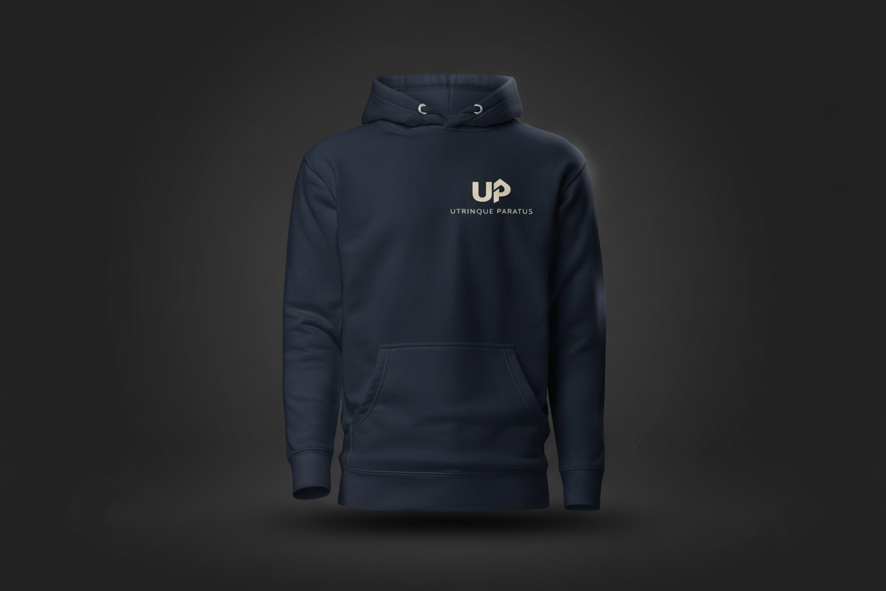 Navy Blazer Hoodie Front – Dark Background