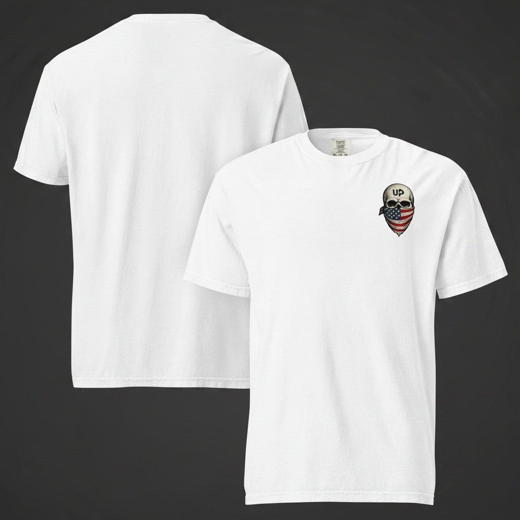 UP Skull T-Shirt White – Dark Background